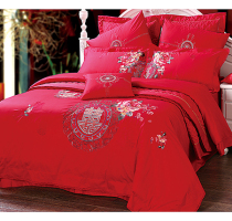 Pure Cotton Gold Number Ex Poetry Home Bed Goods Four Pieces Of Great Red Wedding Celebration of Flowers High-end New Embroidery 