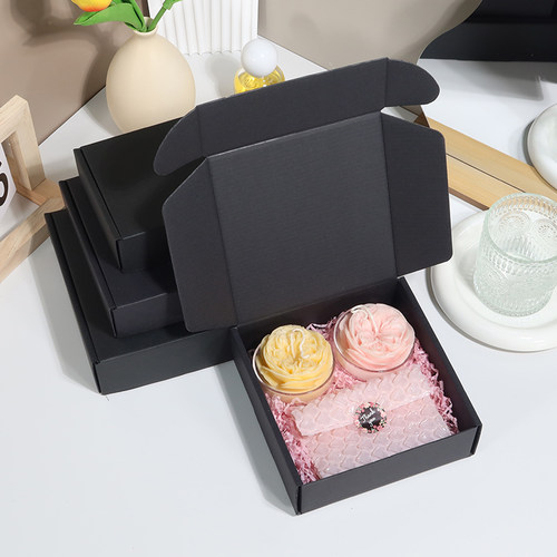 黑卡飞机盒 3层瓦楞纸黑色包装明星出卡咕卡运输邮政小纸箱快递盒 - 图3