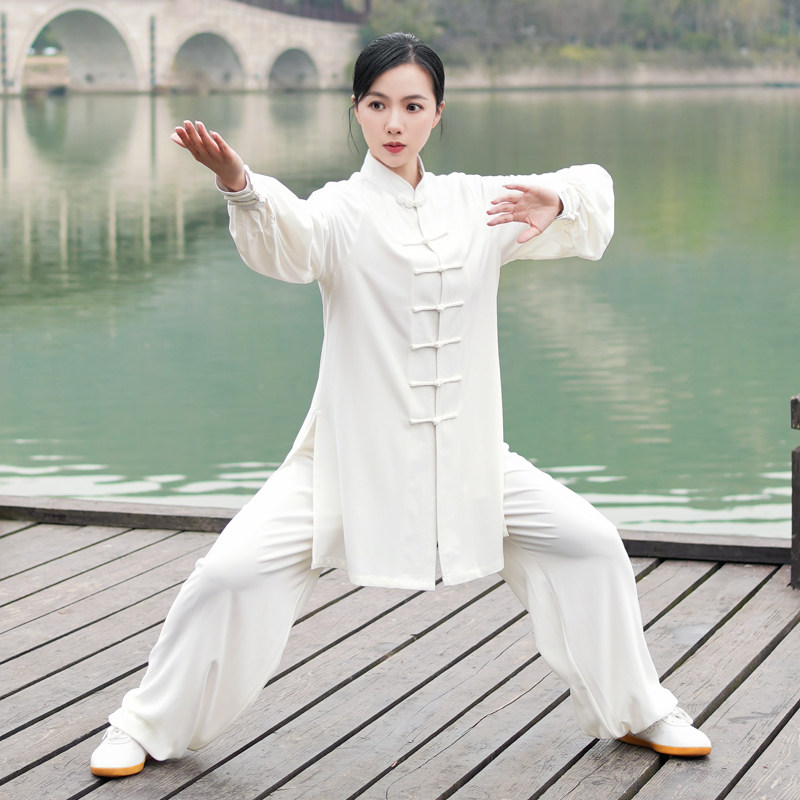 2023新款珍珠弹力麻宝葫芦扣太极服四季穿太极拳练功服武术表演服_虎窝淘