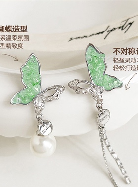 小众森系绿色蝴蝶无耳洞耳夹