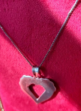 意大利工艺中古珠宝首饰925纯银爱心吊坠项链西洋银器古着饰品