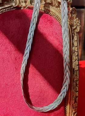 意大利品牌工艺进口手工925纯银多股编织项圈项链颈链中古着首饰