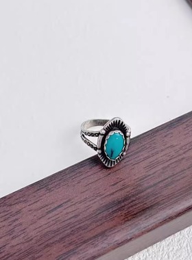 925纯银天然睡美人绿松石戒指