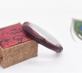 断镯榫卯接木修复 玉镯设计定制扩大内圈号 翡翠坏镯镶嵌黑檀木紫