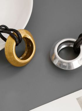 HABI同款圆环吊坠项链 复古做旧沙丘粗野派个性简约长款圆圈项链