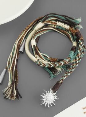 MONS*家旭日流浪项链 新中式小众设计高级度假风手工棉绳太阳项链