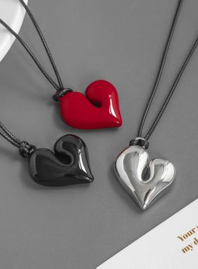 25年夏季爆款爱心项链 韩版简约小众甜酷可调节不规则爱心锁骨链