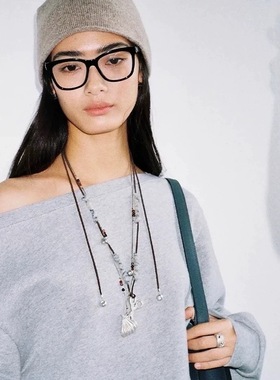 ATE*家纹理南瓜项链 新款小众设计复古高级感玛瑙串珠长款锁骨链