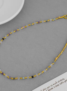 LANTE*家黑玛瑙串珠项链 夏季简约小众百搭高级感叠戴水晶锁骨链