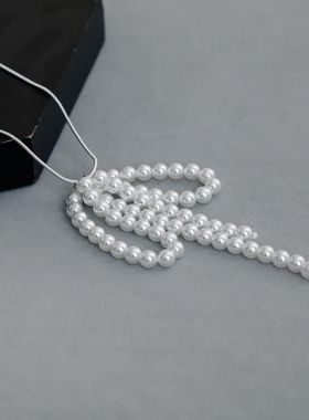 MOND韩版珍珠蝴蝶项链轻奢小众简洁法式流苏珍珠蝴蝶结耳钉锁骨链