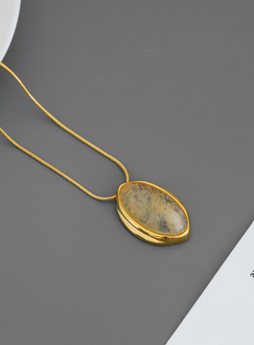 KHEM*家水晶晕染吊坠项链 豆豆同款法式轻奢小众可调节长款蛇骨链