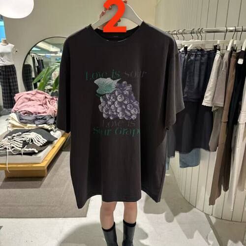 韩国东大门2026春季新款GRADE时尚拼接百搭纯色宽松短袖T恤 - 图0