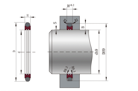 GRS旋转斯特封Oed/BRS/OER-260*281*8.1/280*301*8.1 轴用格莱圈 - 图1