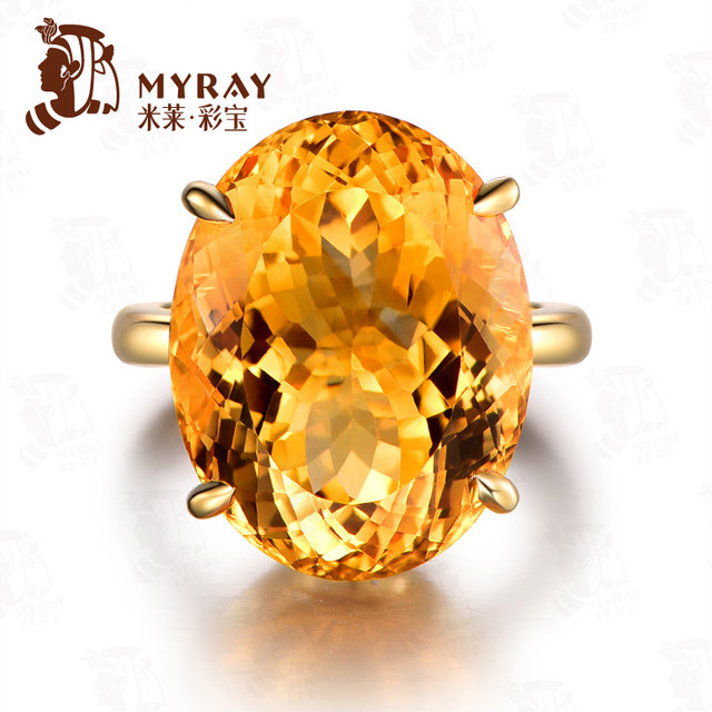 18K gold diamond and citrine ring