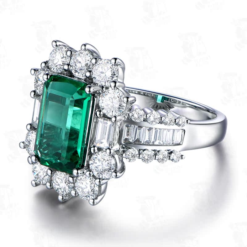 米莱珠宝 3.4克拉天然祖母绿戒指 18K金彩色宝石石戒指 珠宝定制 - 图1