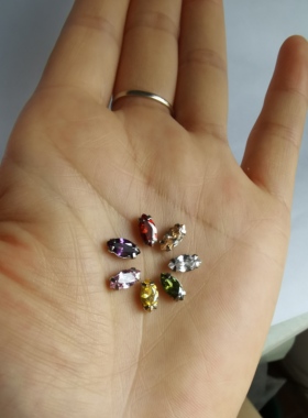 紫色带底托手缝马眼婚纱钻锆石