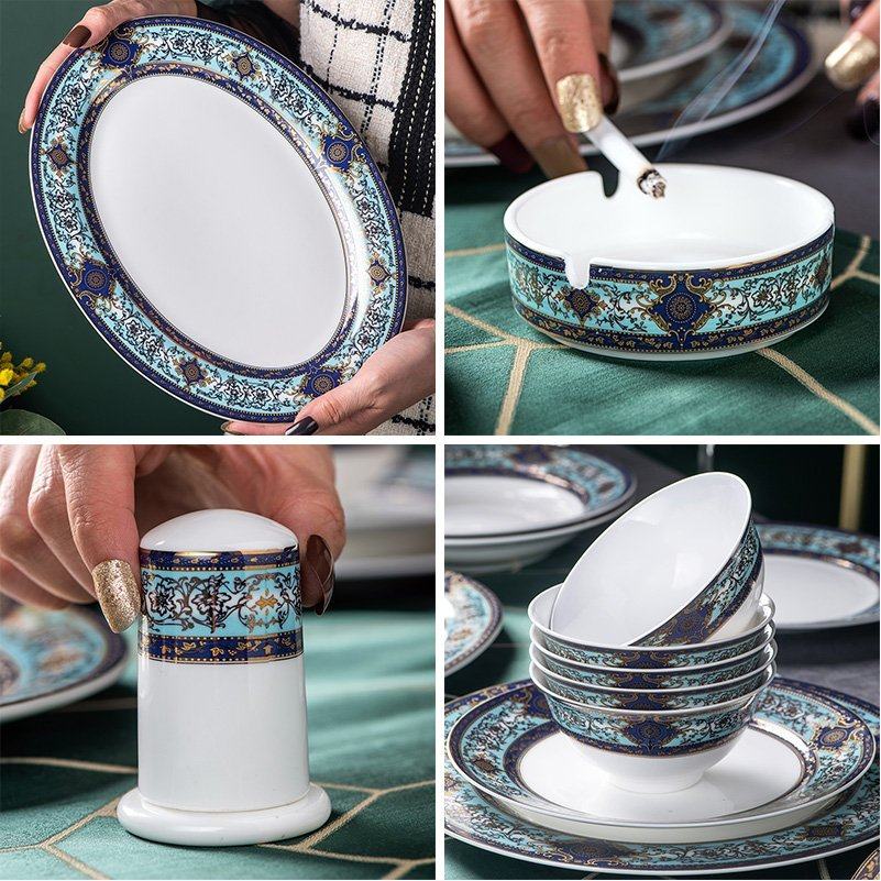 欧式高档家用饭碗骨瓷餐具面碗高颜值复古汤碗瓷碟盘子陶瓷碗套装,淘宝优惠券,粉丝福利购,淘宝优惠卷