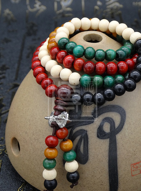 五色彩檀珠佛珠手链文玩