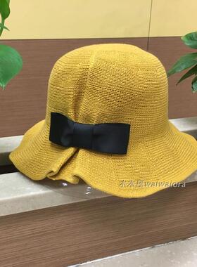 渔夫帽针织户外遮阳防晒女蝴蝶结