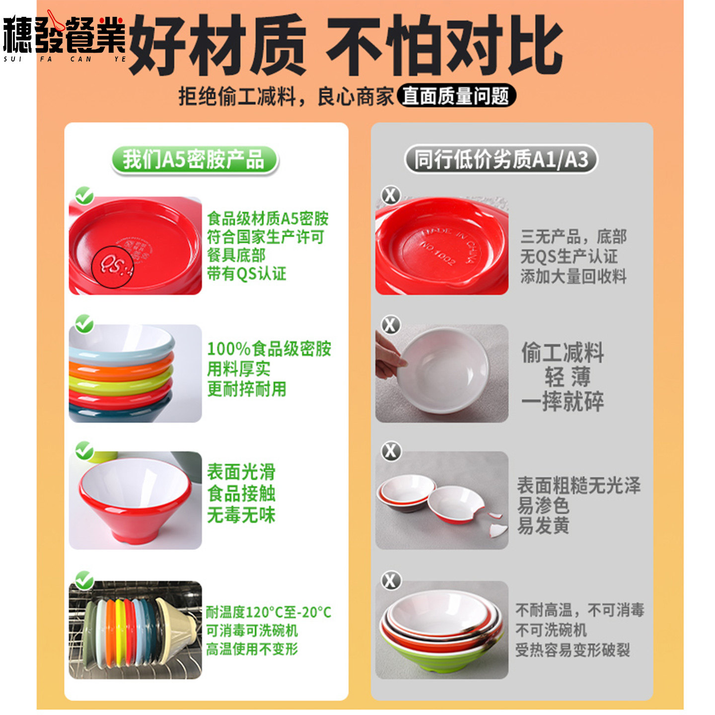 八宝粥专用碗密胺双耳小碗餐饮碗早餐店粥豆浆碗火锅店甜品碗商用