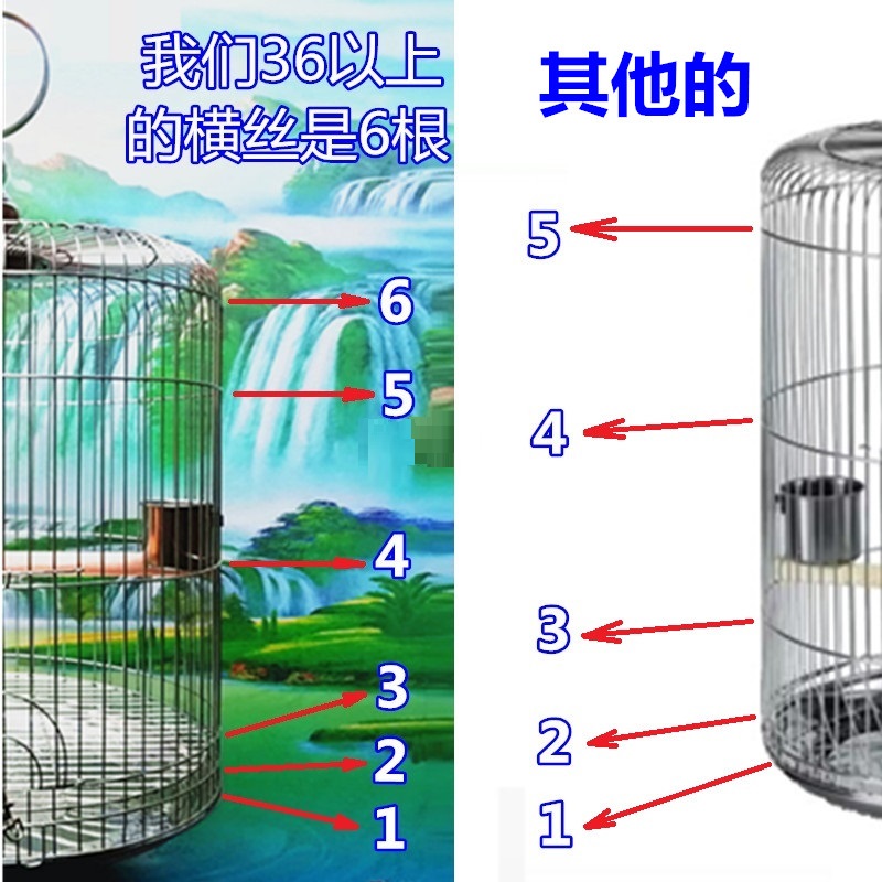 @304不锈钢大中小型号圆形八鹩哥画眉玄凤鹦鹉百灵洗澡鸟笼子包邮 - 图0