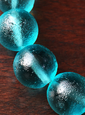 清代官造宫廷御用古法蓝色老琉璃