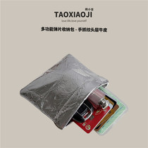 Peach Xiaoji Silver Color Clip Port Bag Custom Head Layer Bull Leather Brief About Small Zero Money Bag Headphone Coin Containing card Damp Cool