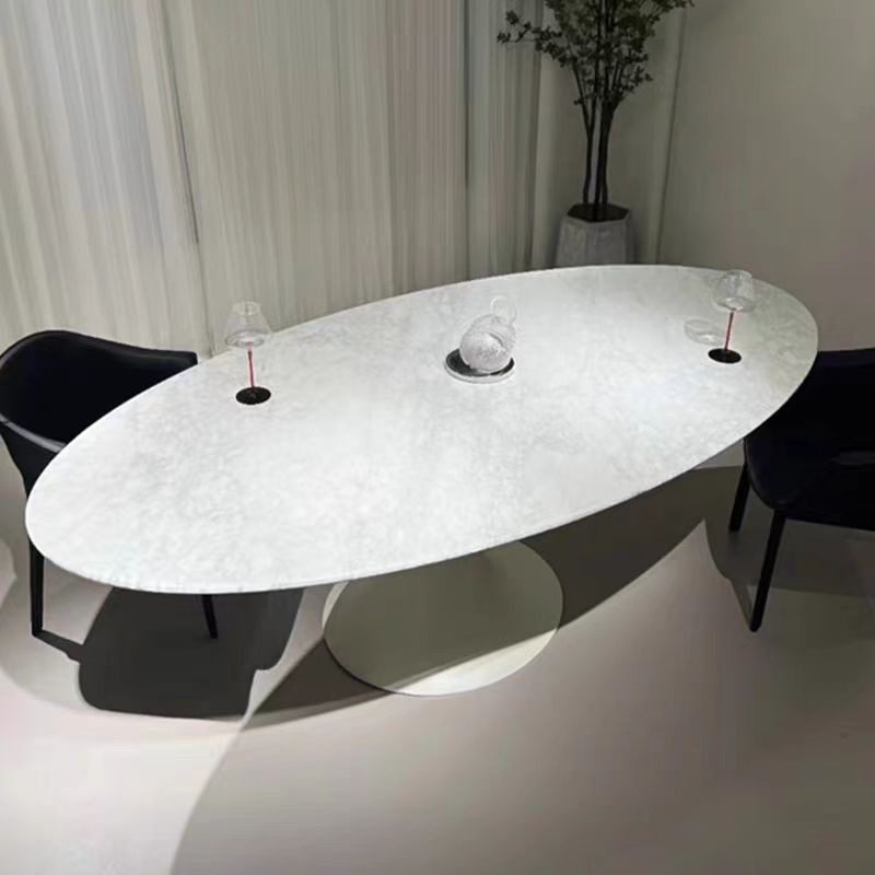 法式简约大理石椭圆餐桌岩板圆桌设计师软装定制家具美容院工作台,淘宝优惠券,粉丝福利购,淘宝优惠卷
