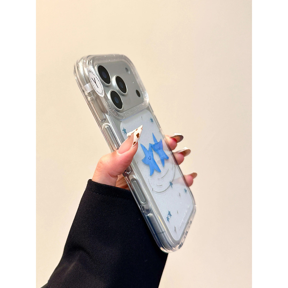 ins风小众跳舞的星星透明适用苹果17promax手机壳15iphone16pro保护套13/14双层IMD高级感带手链小众气囊防摔,淘宝优惠券,粉丝福利购,淘宝优惠卷