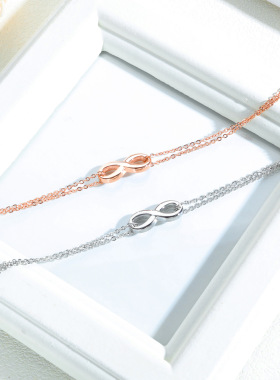 轻奢小众设计高级感无穷8字双层手链女钛钢玫瑰金冷淡风闺蜜饰品
