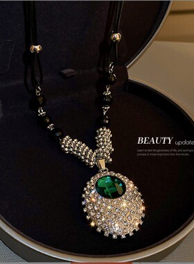 秋冬毛衣项链2021年新款潮镶钻椭圆形水晶项链气质高级感锁骨链女