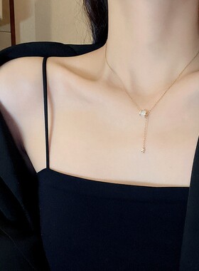 高级设计感简约猫眼石钛钢项链