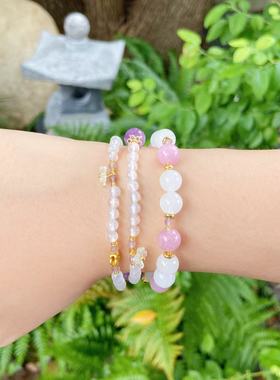 【紫藤铃语】天然水水紫藤萝 单双圈叠戴手串3600-3601