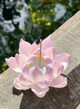 杭州文创新款莲花香插莲花手工陶瓷线香中式室内摆件 7115