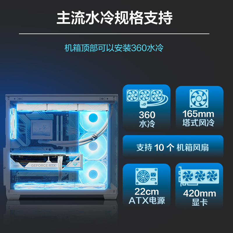 华硕海王星A02 ATX中塔侧透台式电脑主机全视无立柱海景房机箱 - 图1