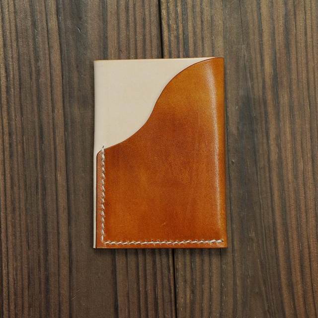 Card bag Italian vegetable tanned leather handmade