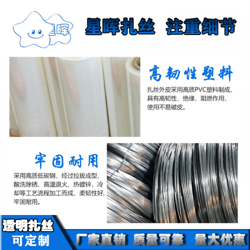 透明扎丝绑丝全环保包塑塑料扎丝电镀锌铁丝扎线绑线丝软扎带 - 图1