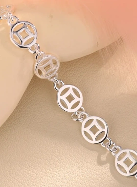 招财进宝金钱手链转运镂空钱币手串时尚复古中国风铜钱手环本命年