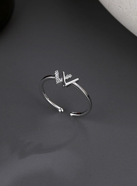 王一博肖战开口闪钻字母戒指