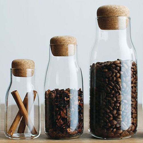 密封罐玻璃木盖带盖子茶叶调料罐子杂粮储物收纳小大号圆耐高温瓶 - 图2