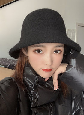 羊毛呢秋冬英伦复古文艺渔夫帽子