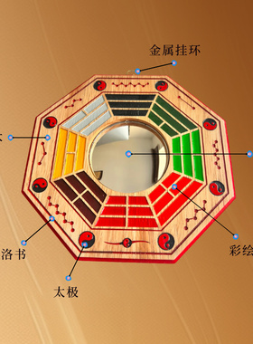 殷浩然精品大门桃木八卦凸镜家用门口凸镜八卦太极镜
