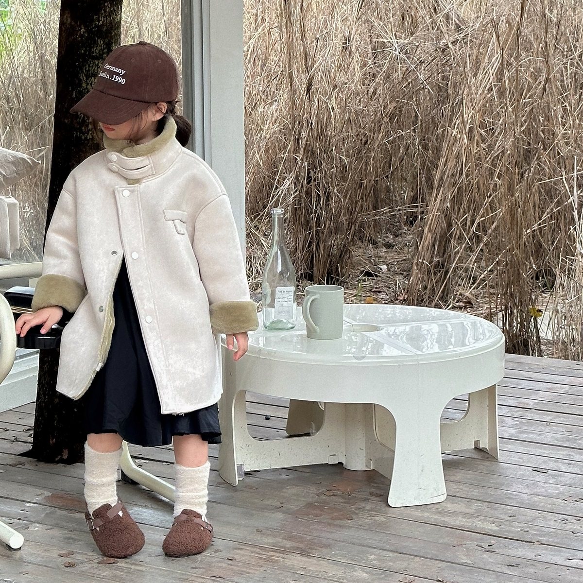 儿童皮毛一体大衣男童棉衣加绒女童皮草外套中长款宝宝秋冬季童装,淘宝优惠券,粉丝福利购,淘宝优惠卷