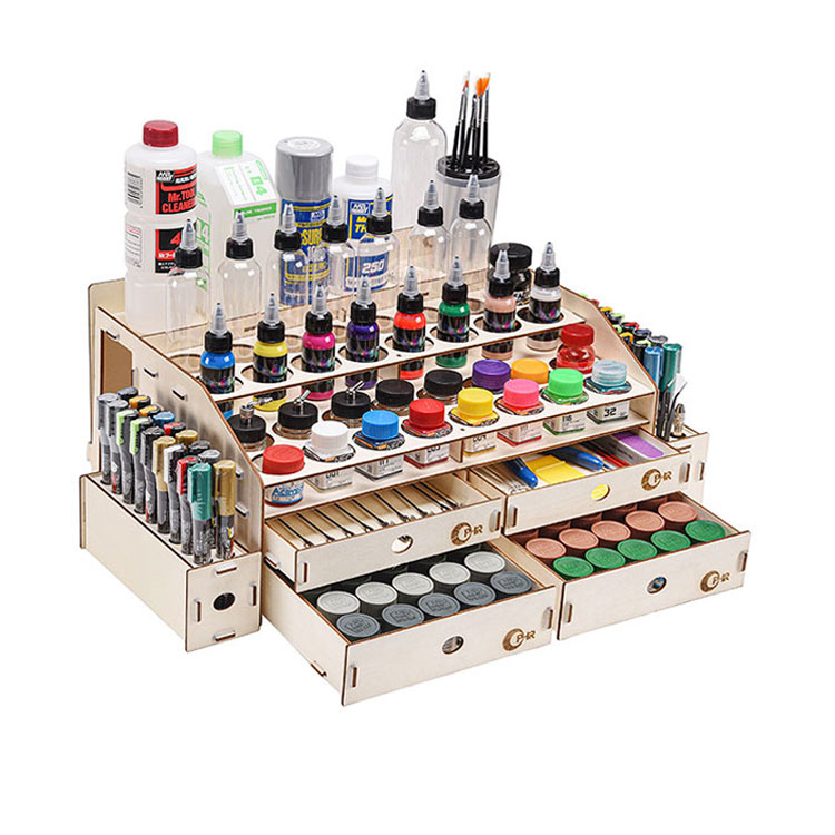 OPHIR定制纹身颜料架模型油漆架木质存放架收纳盒储物盒辅料工具 - 图2