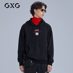 GXG/gxg.jeans/清仓圆领卫衣情侣外套男士春秋拼接宽松字母条纹