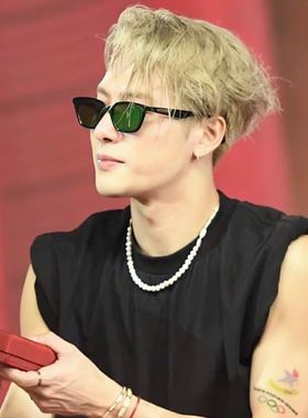 王嘉尔同款眼镜黑色男士墨镜圆脸高级感ins防晒太阳眼镜痞帅小框