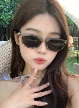 欧美甜酷辣妹氛围感高级绿色太阳眼镜方圆脸显瘦网红夏墨镜女复古
