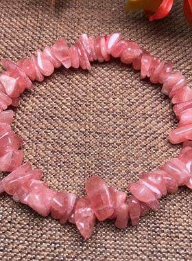 天然红纹石碎石手链女款手串礼物