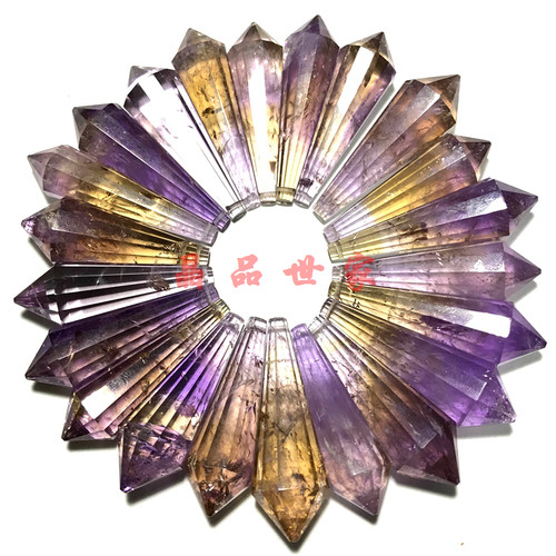 特价天然紫黄晶灵摆吊坠紫水晶滴水刻面紫晶挂坠男女项坠一物一图 - 图3