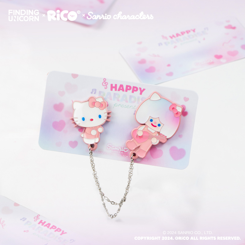 Sanrio三丽鸥家族×RiCO美好爱意系列HelloKitty胸针链条徽章盲盒 - 图3